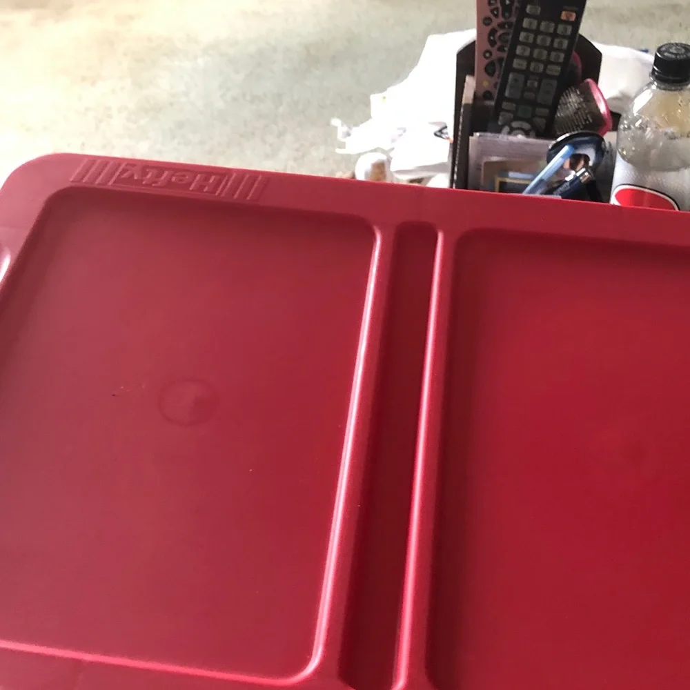 15 Qt Pink Clear Plastic Storage Tote with Green Lid Handle